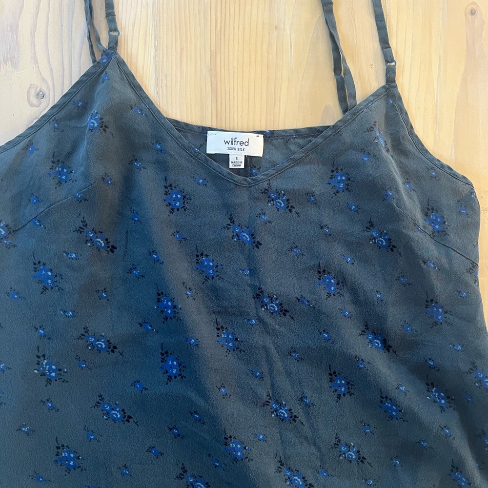 Wilfred S XS Silk Cami Dark Teal Floral Tank - Picture 11 of 14